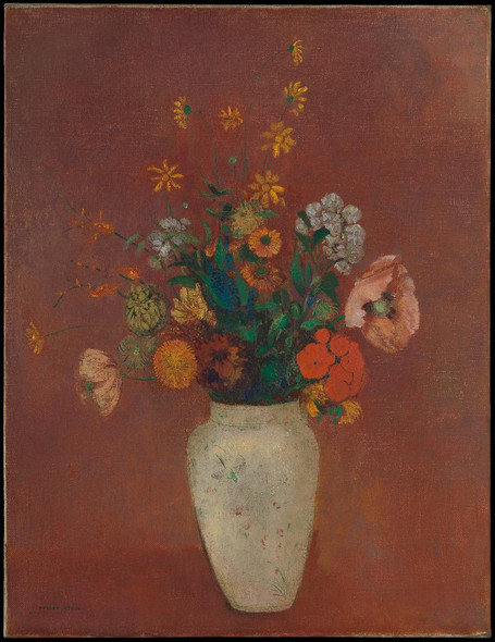 Bouquet In A Chinese Vase by Olidon Redon
(PRT_4294) - Canvas Art Print - 18in X 23in