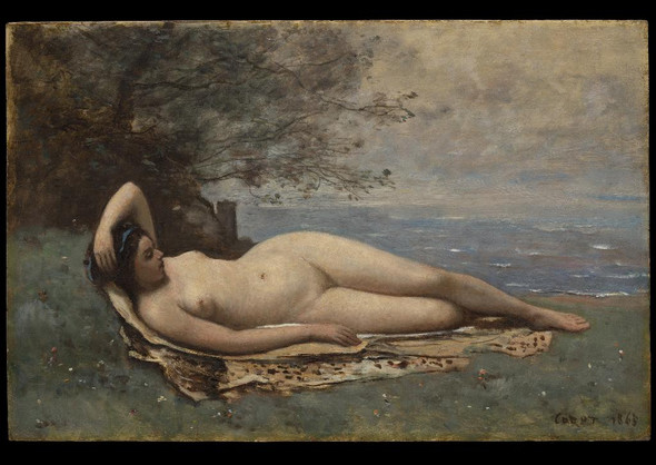 Bacchante By The Sea by Camille Corot
(PRT_4304) - Canvas Art Print - 23in X 17in