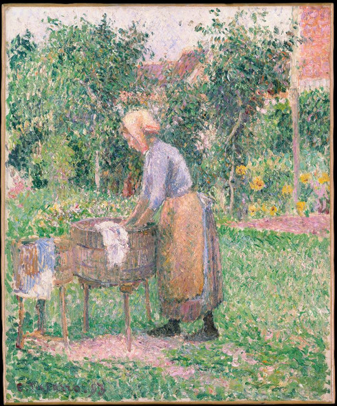 A Washerwoman At √âragny by Camille Pissarro
(PRT_4322) - Canvas Art Print - 19in X 22in