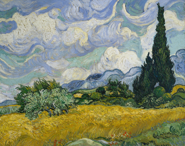 Wheat Field With Cypresses by Vincent Van Gogh(PRT_4390) - Canvas Art Print - 22in X 18in