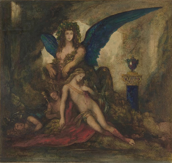 Sphinx In A Grotto (Poet, King And Warrior) by Gustave Moreau
(PRT_4491) - Canvas Art Print - 12in X 12in