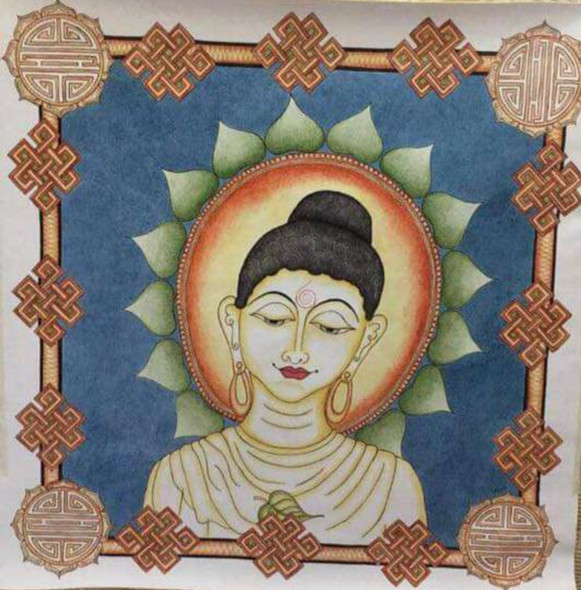 Buddha The Enlightened One (ART_7756_52219) - Handpainted Art Painting - 35in X 35in