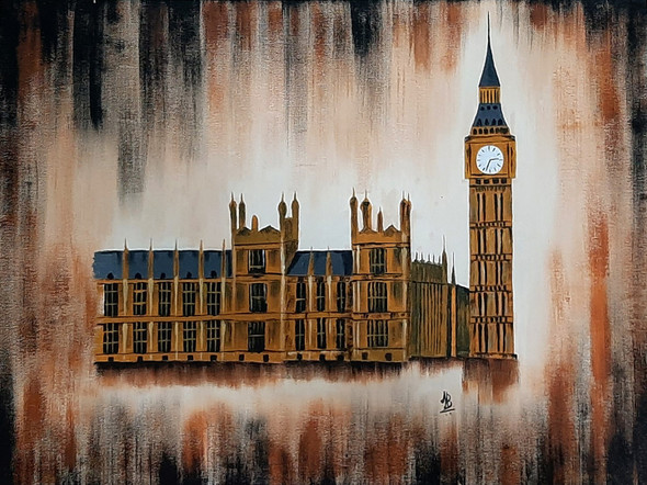 Big Ben (ART_5839_52188) - Handpainted Art Painting - 24in X 15in