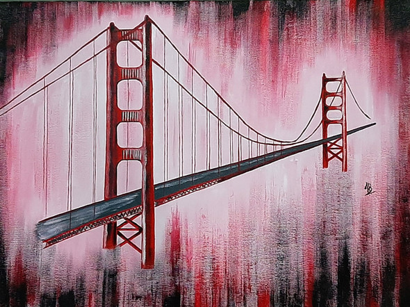 Golden Gate Bridge (ART_5839_52187) - Handpainted Art Painting - 24in X 18in