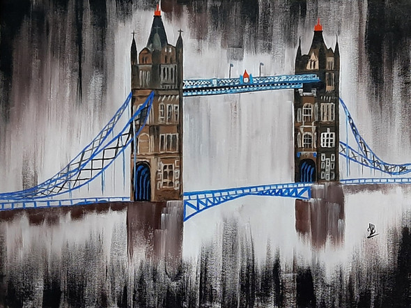 London Bridge (ART_5839_52186) - Handpainted Art Painting - 24in X 18in