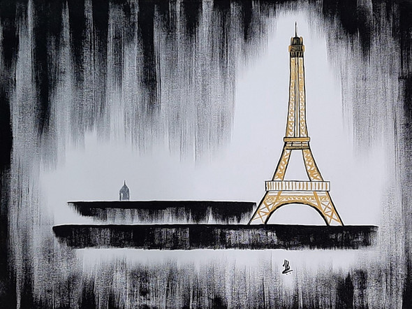 Paris (ART_5839_52185) - Handpainted Art Painting - 24in X 18in