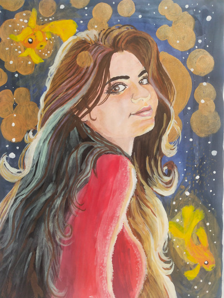 Dream Girl (ART_2572_52048) - Handpainted Art Painting - 8in X 10in