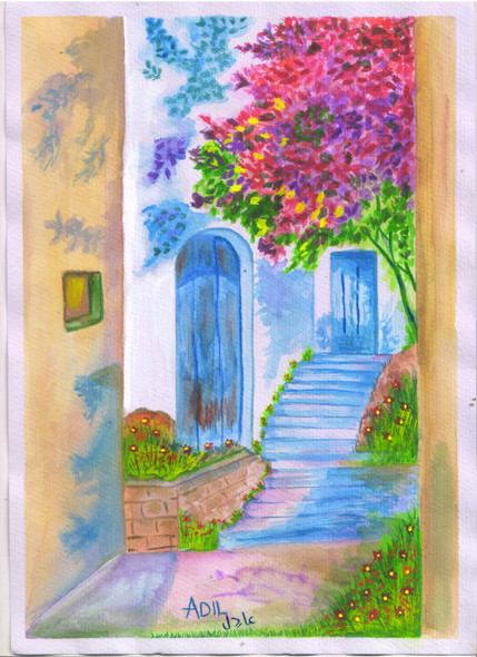 Lane (ART_7746_52030) - Handpainted Art Painting - 8in X 12in