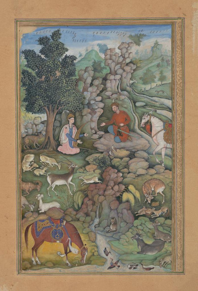 "Bahram Gur Sees A Herd Of Deer Mesmerized By Dilaram' S Music"
(PRT_4695) - Canvas Art Print - 16in X 23in
