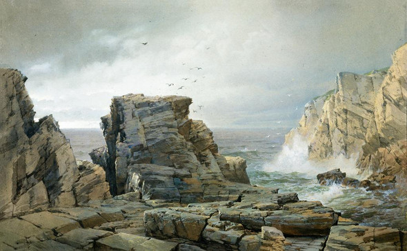 A Rocky Coast Artist-William Trost Richards.
(PRT_4710) - Canvas Art Print - 23in X 14in