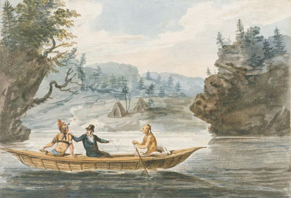 Two Indians And A White Man In A Canoe by Pavel Petrovich Svinin
(PRT_4774) - Canvas Art Print - 22in X 15in
