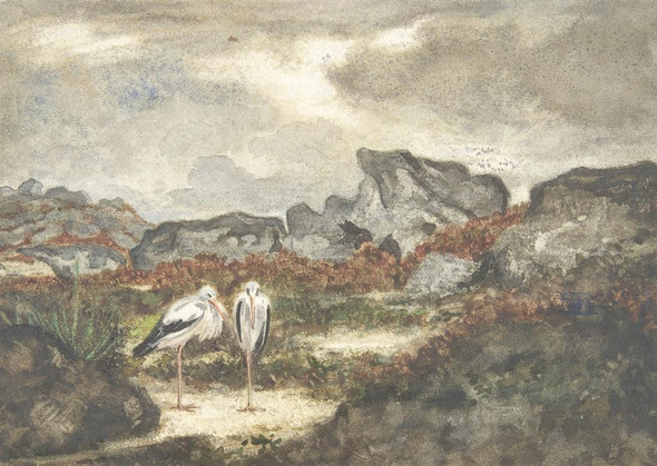 Herons In Landscape Artist-Antoine-Louis Barye
(PRT_4731) - Canvas Art Print - 20in X 15in