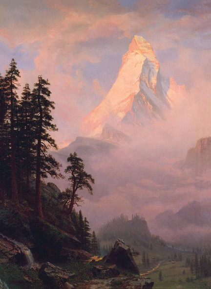 Sunrise On The Matterhorn  by Albert Bierstadt.
(PRT_4757) - Canvas Art Print - 17in X 23in