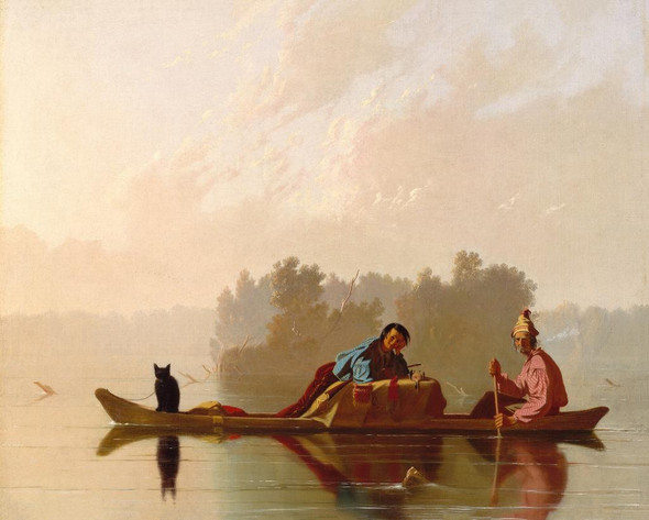 Fur Traders Descending The Missouri  by George Caleb Bingham
(PRT_4730) - Canvas Art Print - 22in X 17in