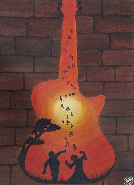 FEEL OF MUSIC (ART_7749_52484) - Handpainted Art Painting - 24in X 18in
