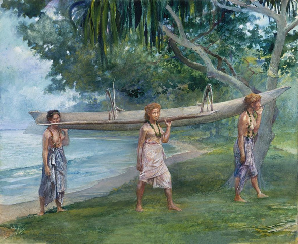 Girls Carrying A Canoe, Vaiala In Samoa by John La Farge
(PRT_4888) - Canvas Art Print - 22in X 18in