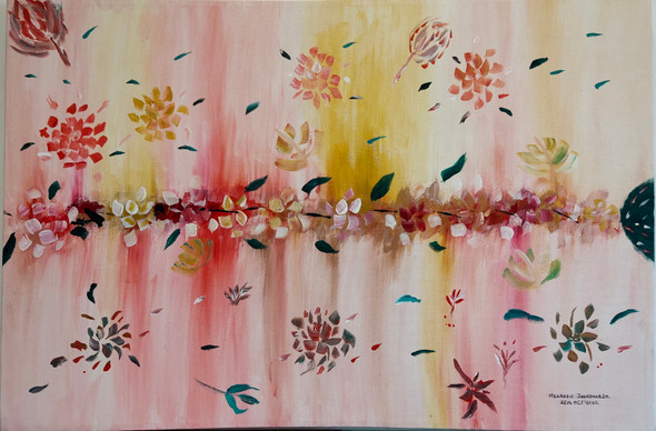 Abstract flower painting (ART_7025_52771) - Handpainted Art Painting - 20in X 30in