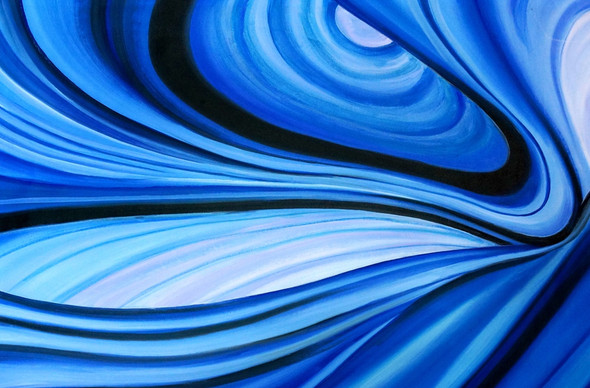 abstract painting, abstract, lines, edges, curves, blue