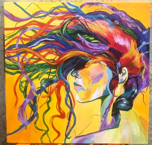 Colors of a woman (ART_7792_52619) - Handpainted Art Painting - 24in X 24in