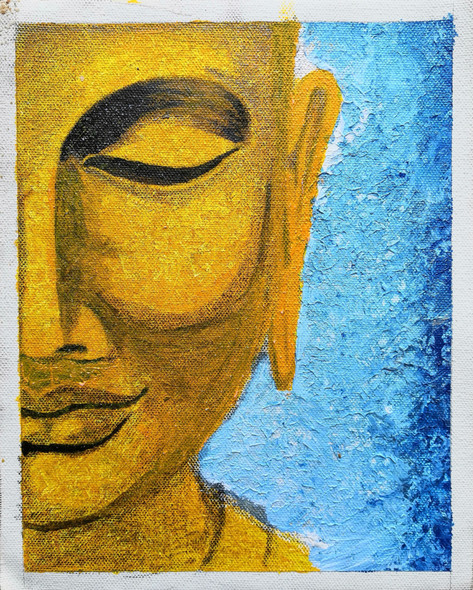 Calm Buddha (ART_7784_52764) - Handpainted Art Painting - 8in X 10in