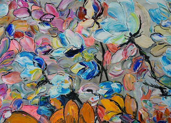 abstract, multi color abtract, petlas, flower, flower petals, texture, textured painting