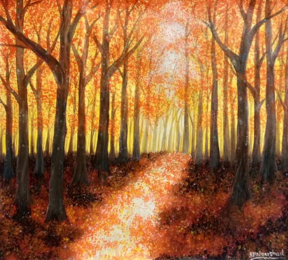 Beauty of Forest (ART_7788_52532) - Handpainted Art Painting - 24in X 22in