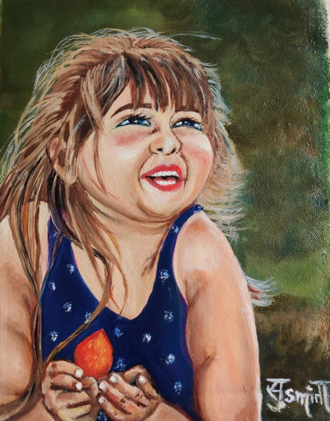 Innocence_Kid (ART_6155_51790) - Handpainted Art Painting - 10in X 13in