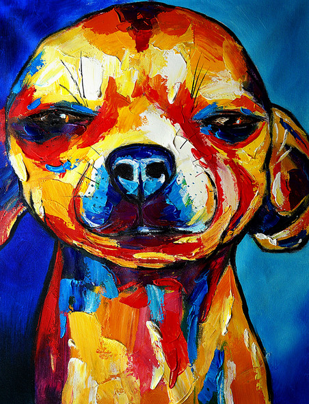 animal, animal painting, dog, dog painting, multi color dog, pup, puppy, doggie