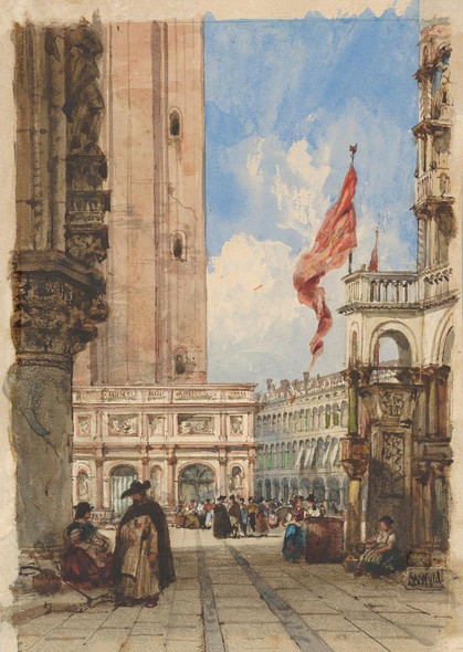 St Mark's Square, Venice, With Loggetta by William Wyld 
(PRT_5003) - Canvas Art Print - 15in X 22in