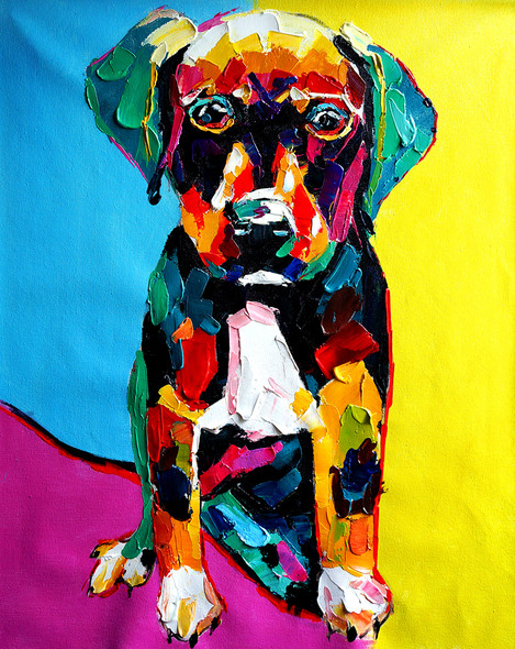animal, animal painting, dog, dog painting, multi color dog, pup, puppy, doggie, cute