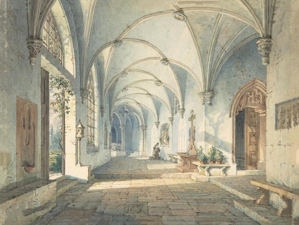 Cloisters In A Nunnery by Simon Quaglio
(PRT_5029) - Canvas Art Print - 21in X 16in