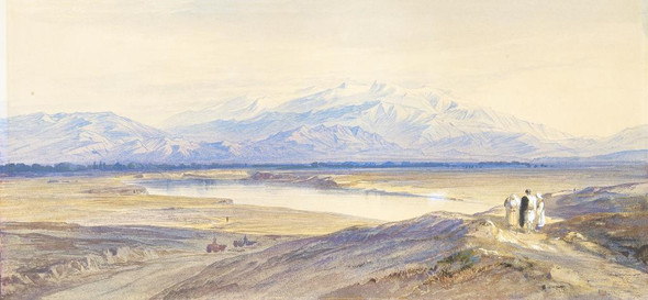 Mount Olympus From Larissa, Thessaly, Greece  by Edward Lear
(PRT_5050) - Canvas Art Print - 22in X 10in