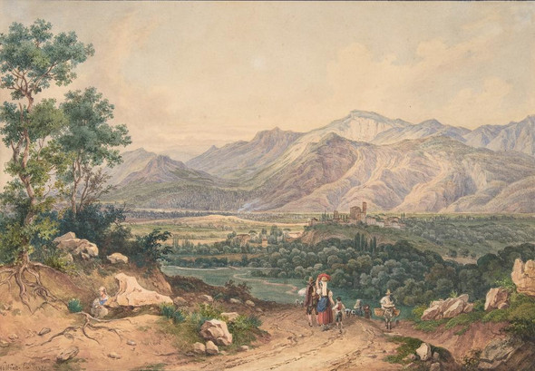 View Of Lebanon, After An English Engraving And An Italianate Motif Of The Sabiner Mountains  by Ernst Welker
(PRT_5068) - Canvas Art Print - 22in X 15in