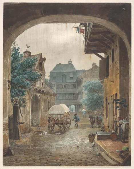 View Into The Courtyard Of An Inn At Colmar by Eduard Gaertner
(PRT_5096) - Canvas Art Print - 18in X 23in