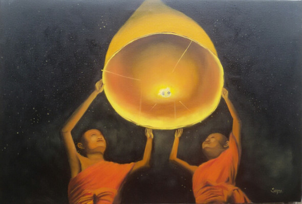 Reaching For Light (ART_6955_48373) - Handpainted Art Painting - 30in X 20in