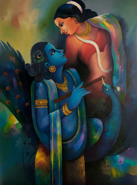 Haripriya (हरिप्रिया) 1 (ART_3298_39087) - Handpainted Art Painting - 36in X 48in
