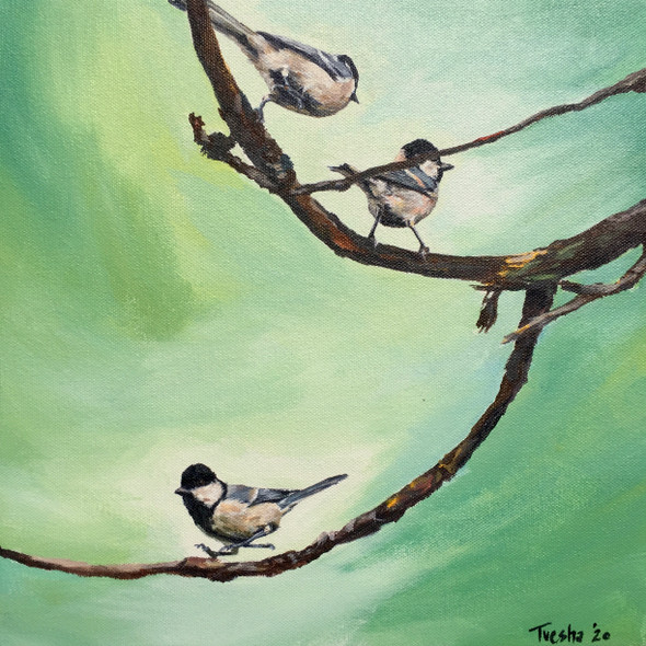 Happy Little Hops (ART_6676_53341) - Handpainted Art Painting - 12in X 12in