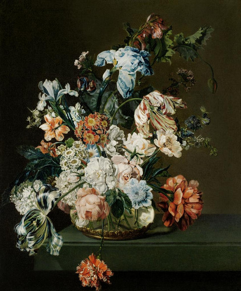 Still Life With Flowers (1762) by Cornelia van der Mijn
(PRT_5530) - Canvas Art Print - 28in X 34in