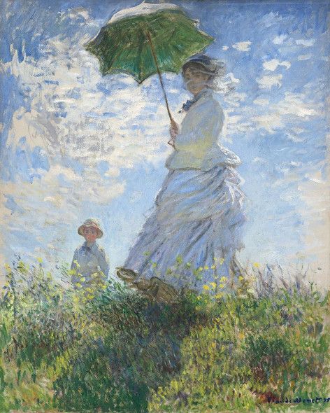 Woman With A Parasol, Madame Monet And Her Son (1875) by  Claude Monet
(PRT_5239) - Canvas Art Print - 19in X 24in