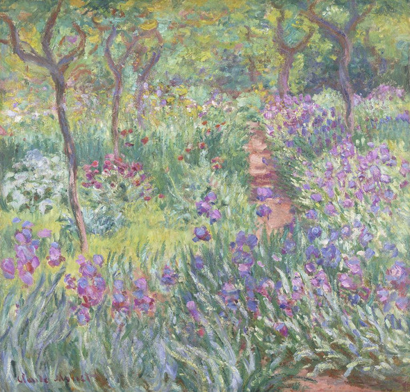 The Artist‚Äôs Garden In Giverny (1900)  by Claude Monet
(PRT_5284) - Canvas Art Print - 18in X 17in