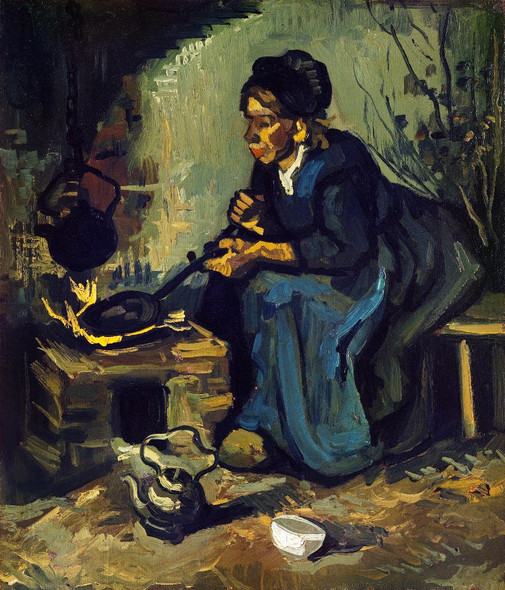 Peasant Woman Cooking by Vincent Van Gogh
(PRT_5310) - Canvas Art Print - 18in X 21in