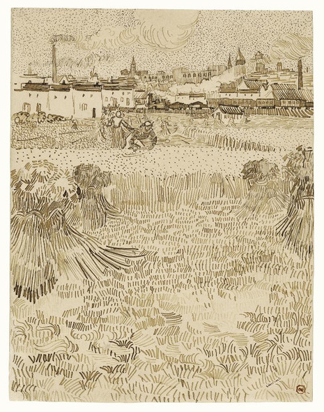 View From The Wheatfields (1888) by  Vincent Van Gogh
(PRT_5357) - Canvas Art Print - 28in X 36in