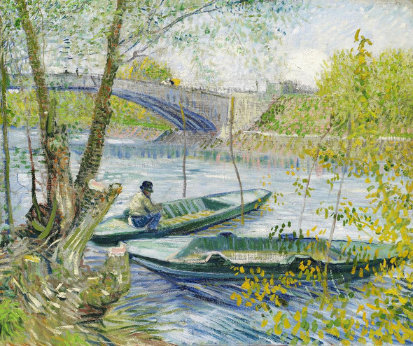 Fishing In Spring, The Pont De Clichy (Asni√®res) (1887) by Vincent Van Gogh
(PRT_5379) - Canvas Art Print - 16in X 14in