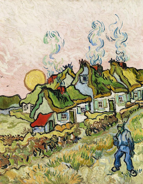 Houses And Figure (1890)  by Vincent Van Gogh
(PRT_5391) - Canvas Art Print - 27in X 34in