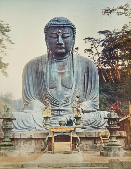 The Bronze Buddha At Kamakura, Hand‚Äìcolored Albumen Silver Print By Kazumasa Ogawa by Kazumasa Ogawa
(PRT_5595) - Canvas Art Print - 24in X 31in