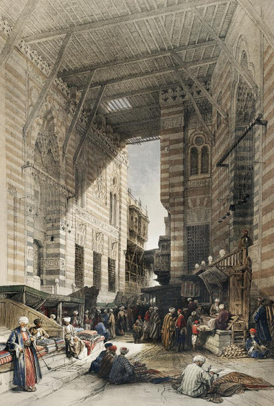 Bazaar Of The Silk Mercers, Cairo  by David Roberts 
(PRT_5497) - Canvas Art Print - 20in X 30in