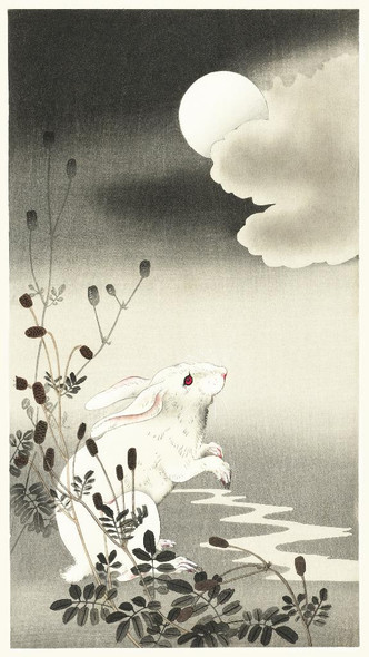 Rabbit At Full Moon By Ohara Koson (PRT_5581) - Canvas Art Print - 20in X 36in