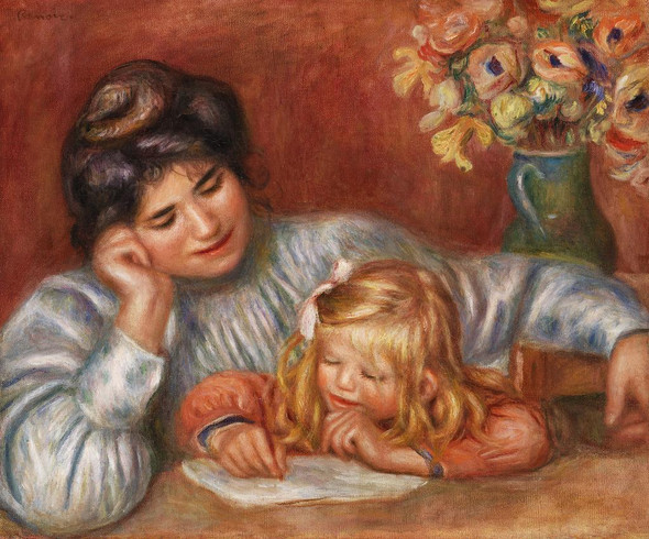 Writing Lesson (1905) By Pierre-Auguste Renoir (PRT_5681) - Canvas Art Print - 30in X 25in