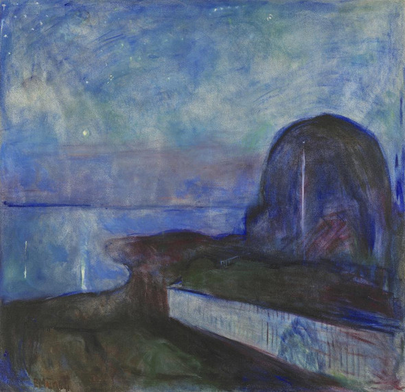 Starry Night (1893) By Edvard Munch (PRT_5693) - Canvas Art Print - 29in X 28in