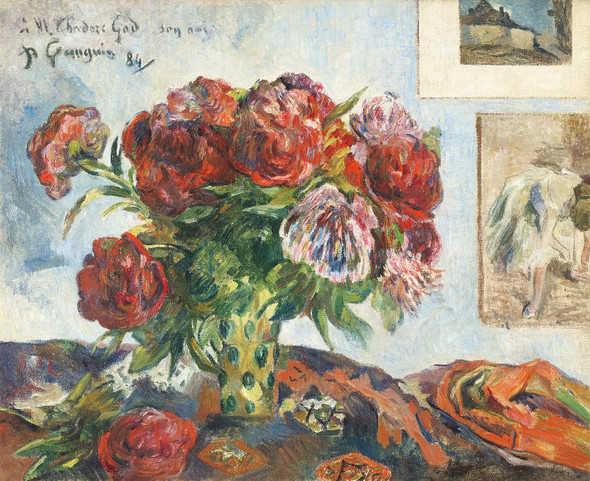 Still Life With Peonies (1884) By Paul Gauguin (PRT_5730) - Canvas Art Print - 22in X 18in